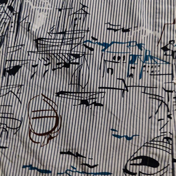 Lafayette 148 New York Plus Kehlani Striped Scenic-Print Shirt - Picture 6 of 14